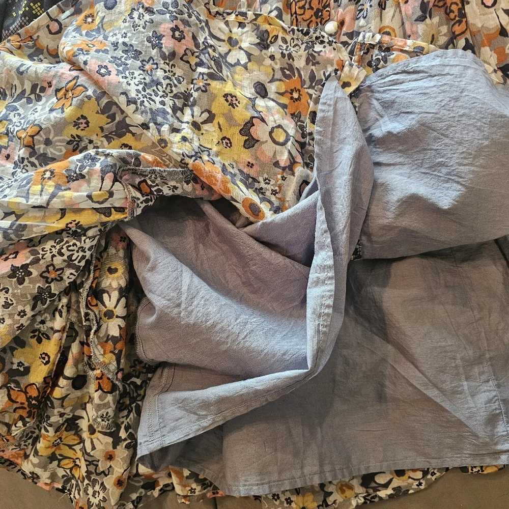NWT AMERICAN EAGLE Puff Sleeve Tie Back Ruched Cotton Floral Short Dress Medium - Picture 14 of 15